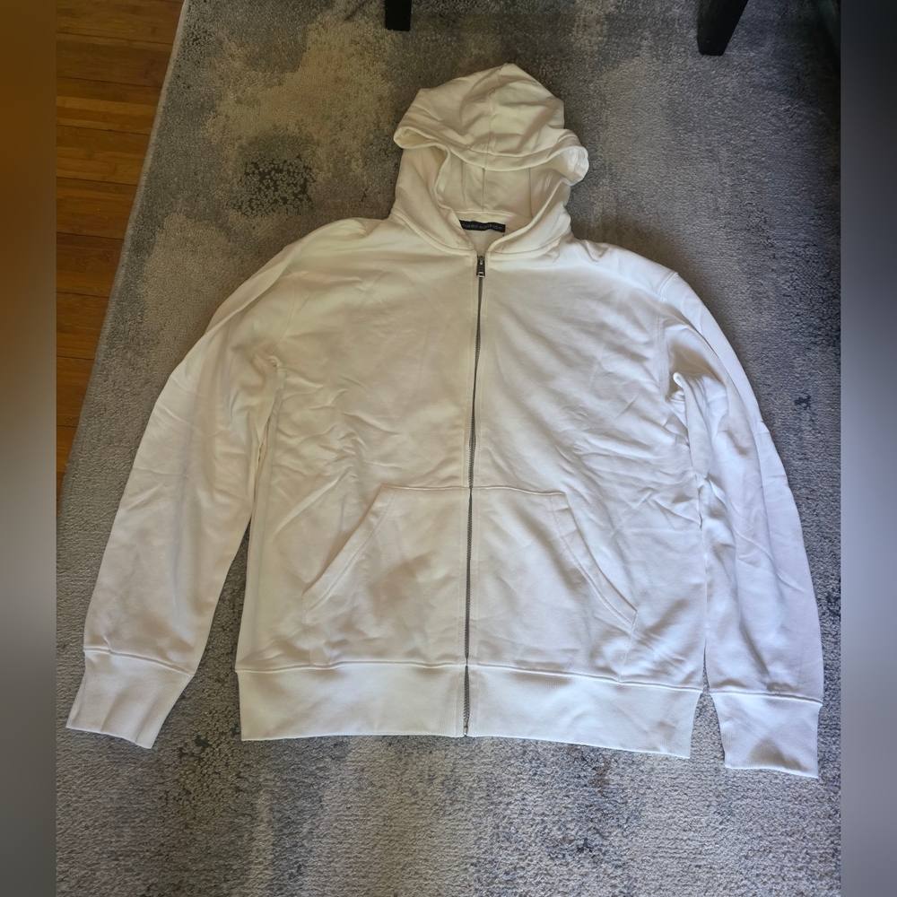 Naked Wardrobe Men's Cream Zip-Up Sweater